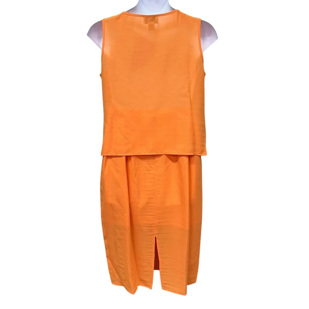 NWT Christie Of California 3 Piece Skirt Suit Set Womens 12 Orange Beaded Floral
